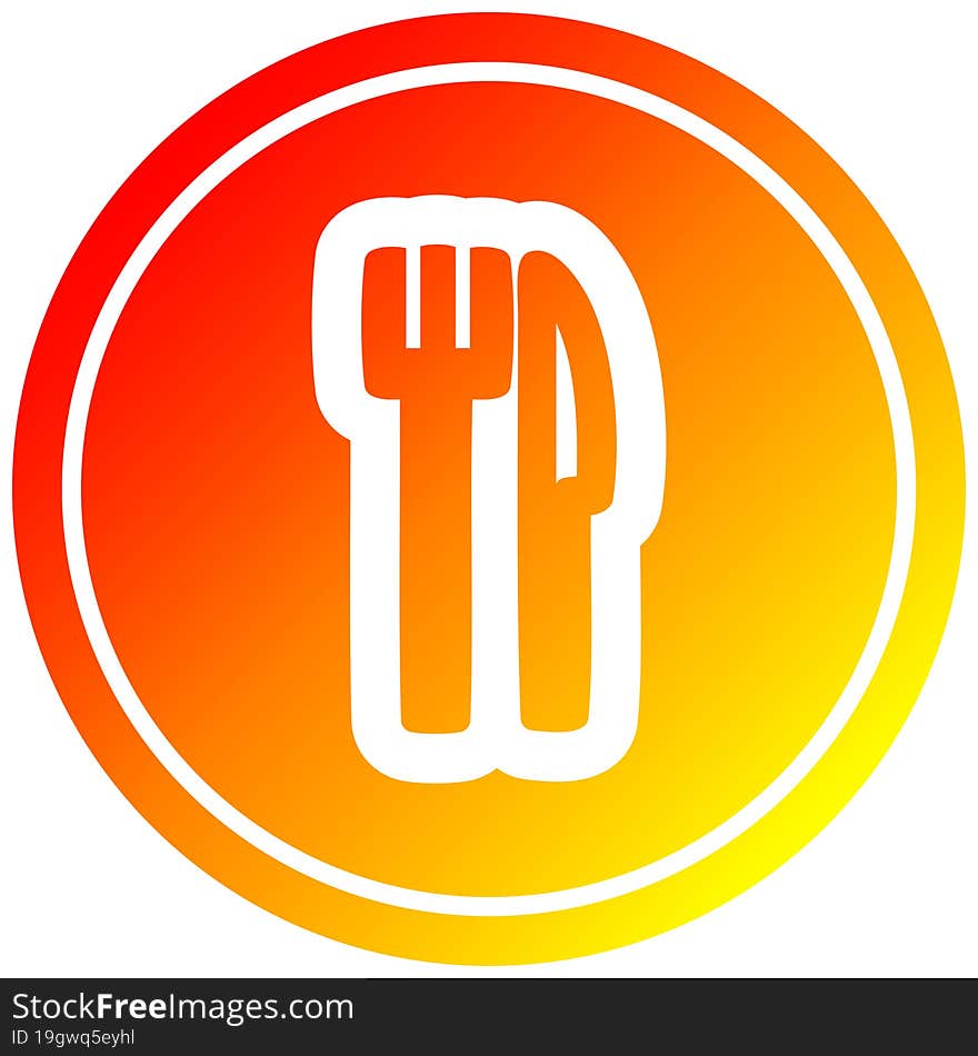 Knife And Fork Circular In Hot Gradient Spectrum