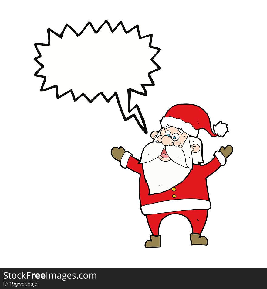 cartoon santa claus with speech bubble