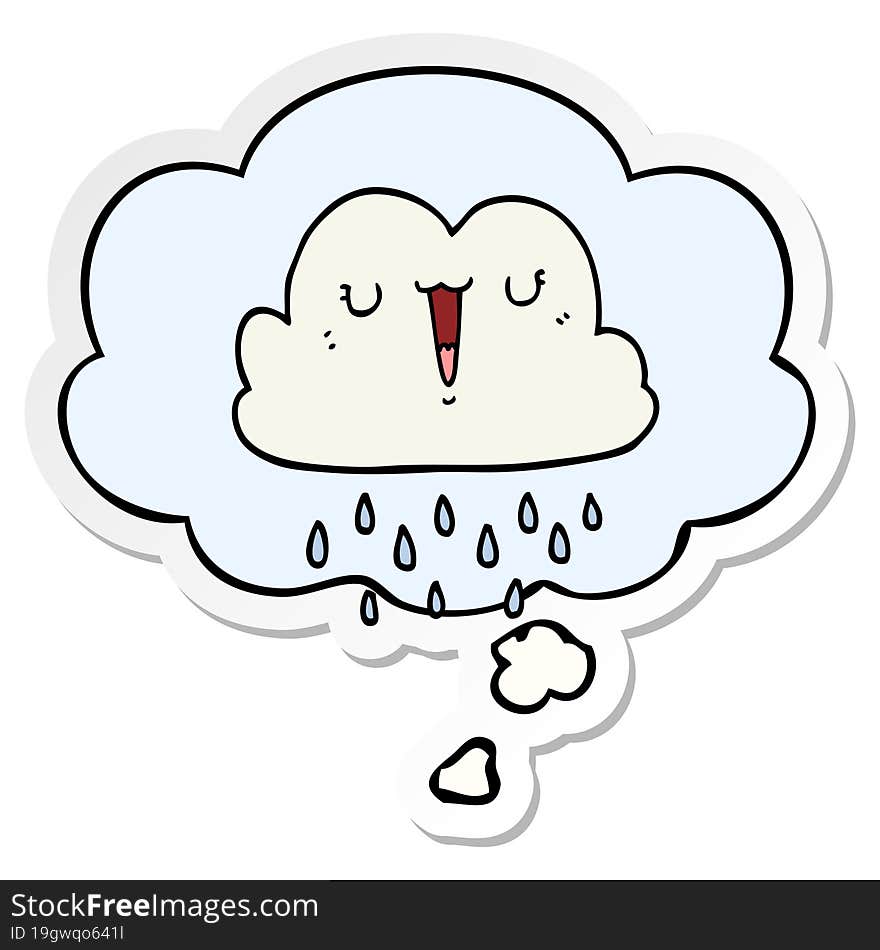 cartoon storm cloud and thought bubble as a printed sticker