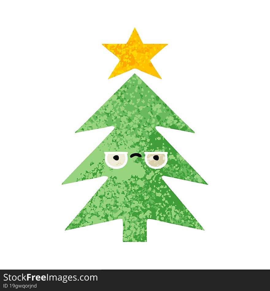 Retro Illustration Style Cartoon Christmas Tree