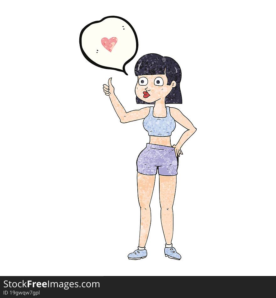 speech bubble textured cartoon gym woman