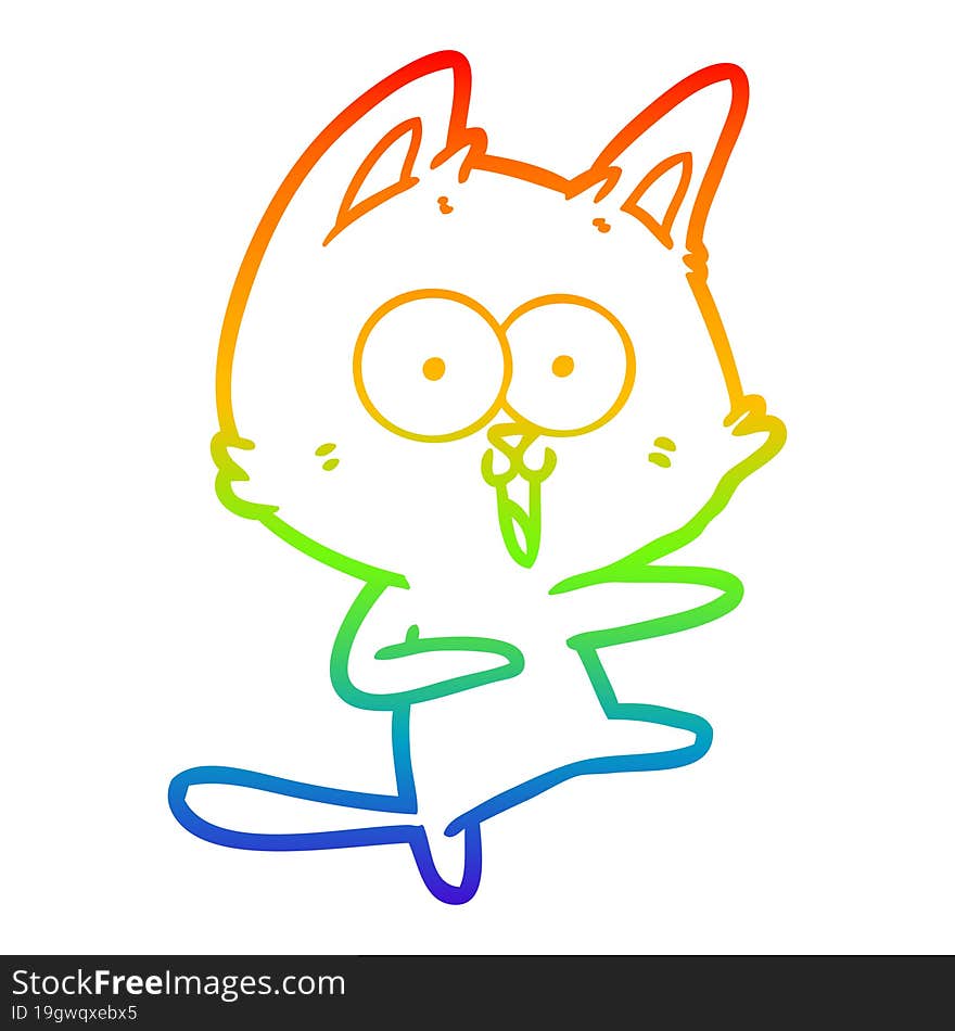 rainbow gradient line drawing funny cartoon cat