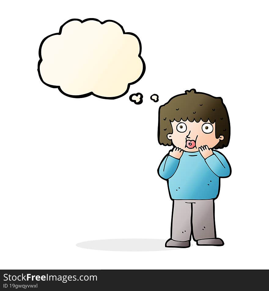 Cartoon Worried Boy With Thought Bubble