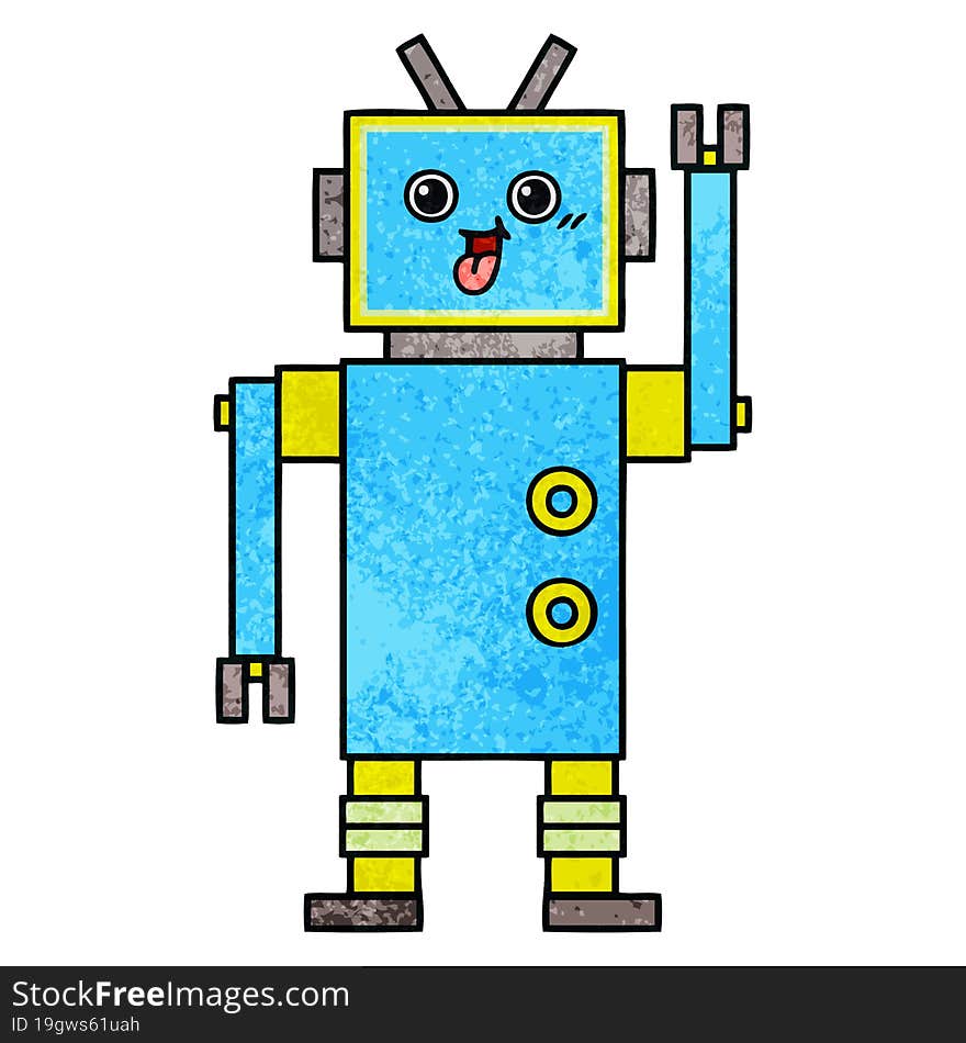 Retro Grunge Texture Cartoon Robot