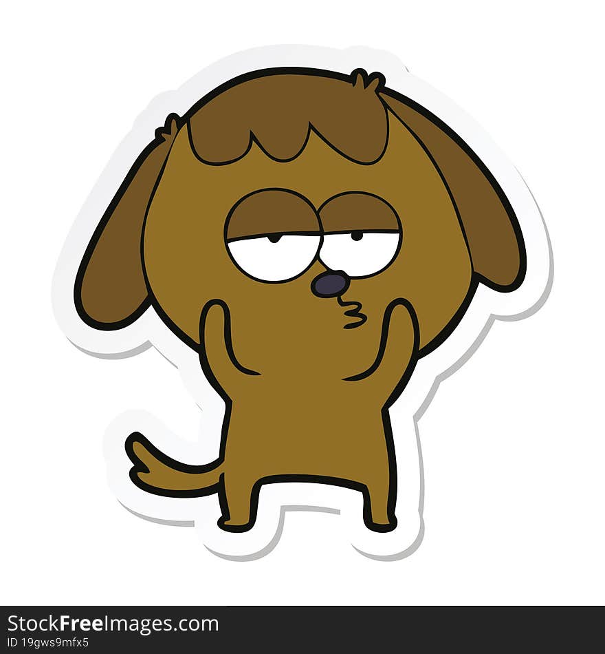 Sticker Of A Cartoon Bored Dog