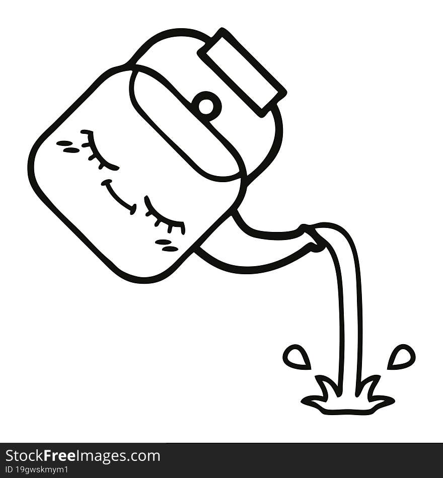 line drawing cartoon pouring kettle