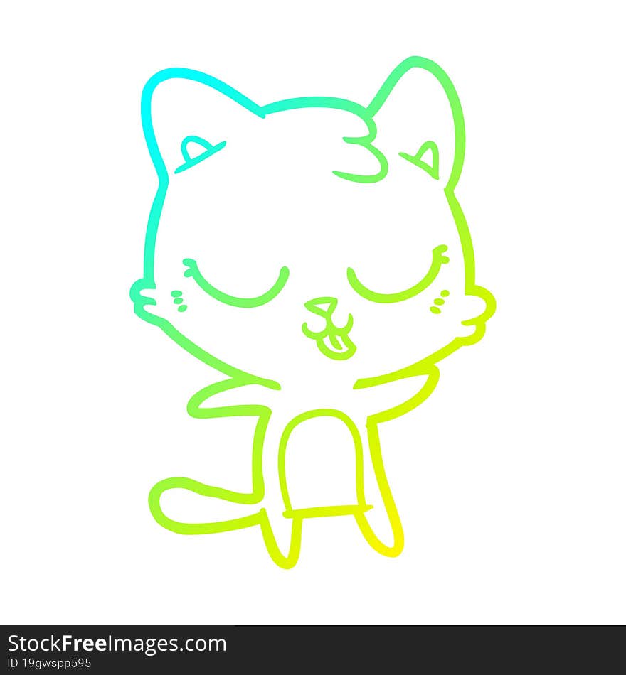 Cold Gradient Line Drawing Cute Cartoon Cat