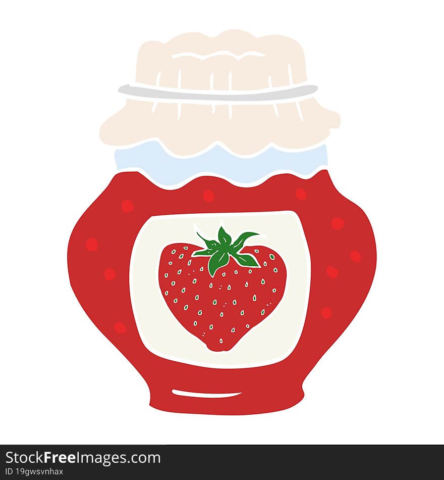 flat color illustration of jar of strawberry jam. flat color illustration of jar of strawberry jam