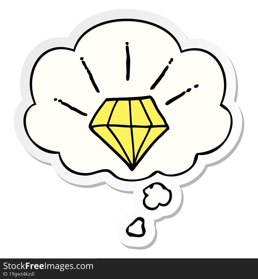 cartoon tattoo diamond with thought bubble as a printed sticker