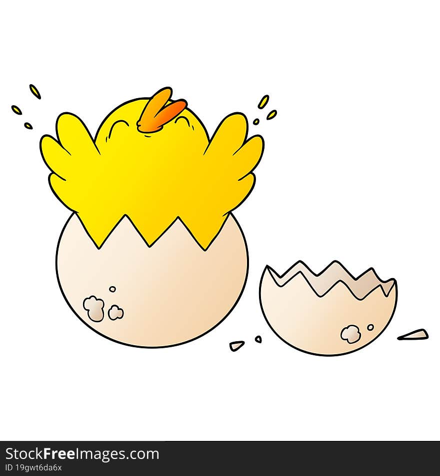 cartoon chick hatching from egg. cartoon chick hatching from egg