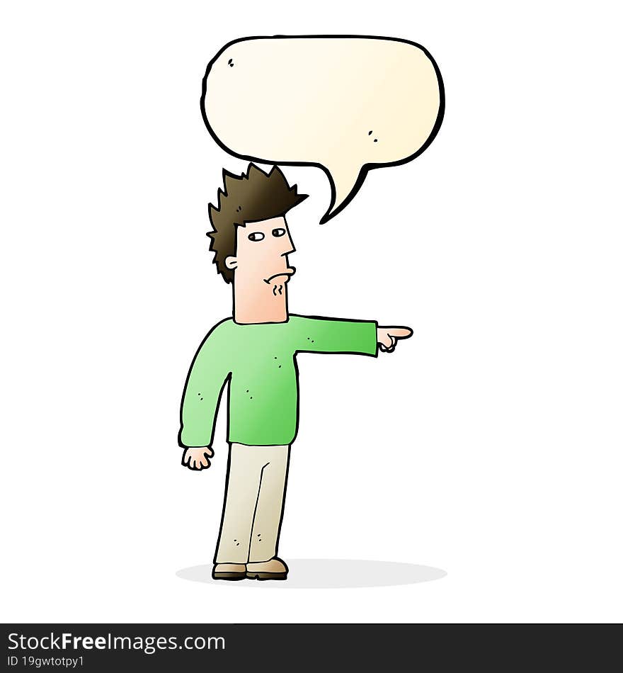 Cartoon Man Pointing With Speech Bubble