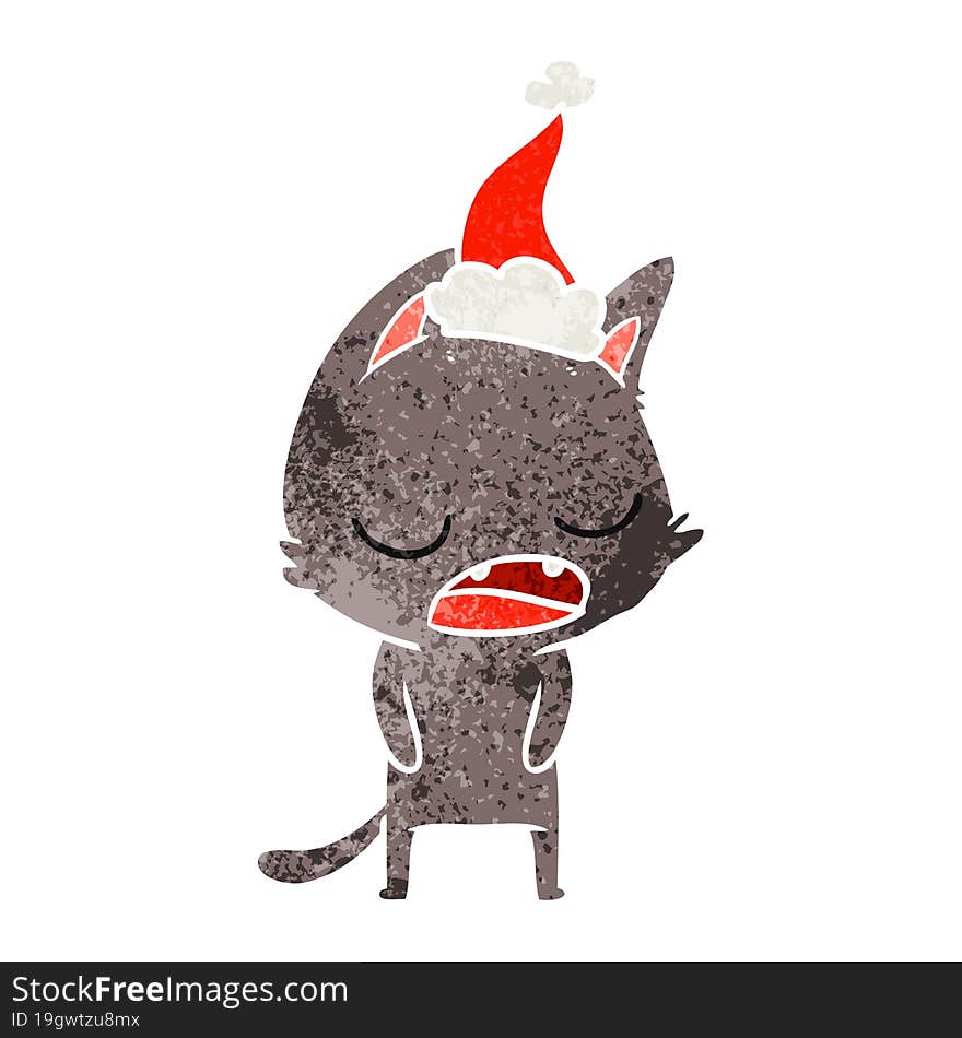 Talking Cat Retro Cartoon Of A Wearing Santa Hat