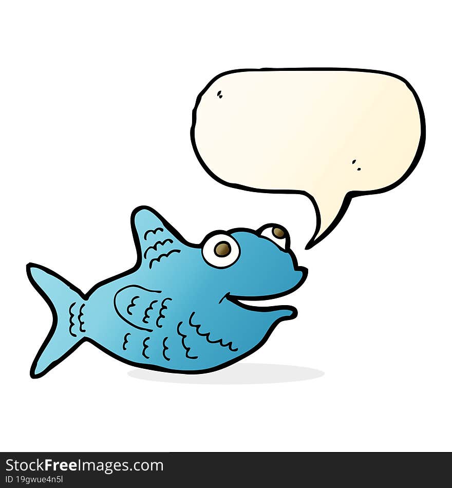 cartoon happy fish with speech bubble