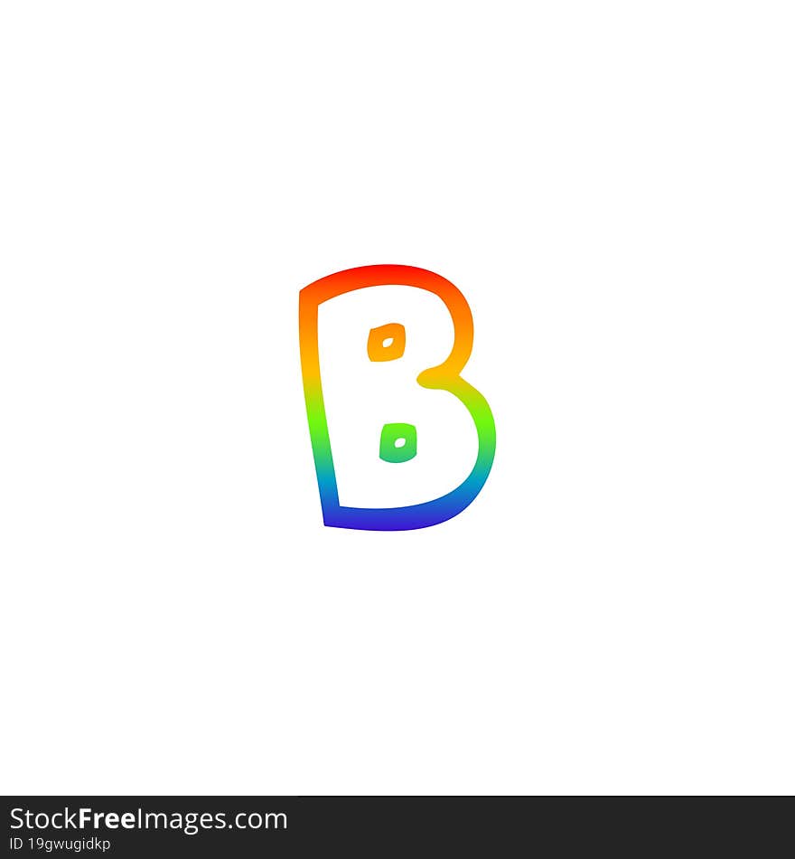 rainbow gradient line drawing of a cartoon letter b