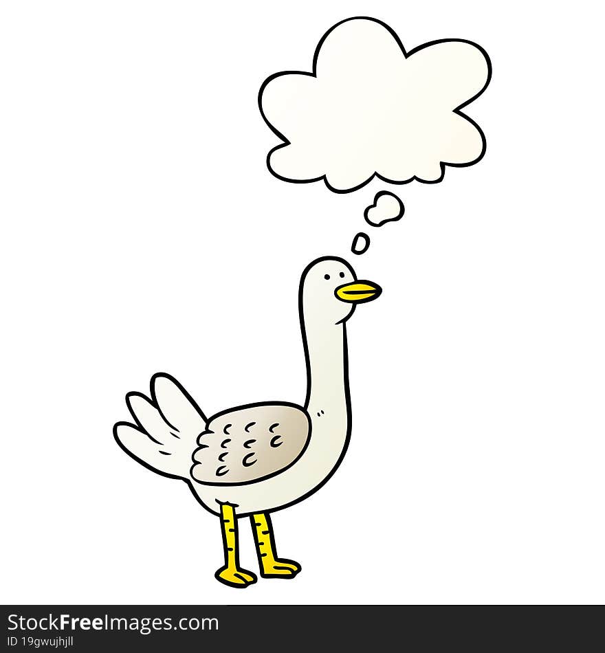 cartoon bird with thought bubble in smooth gradient style