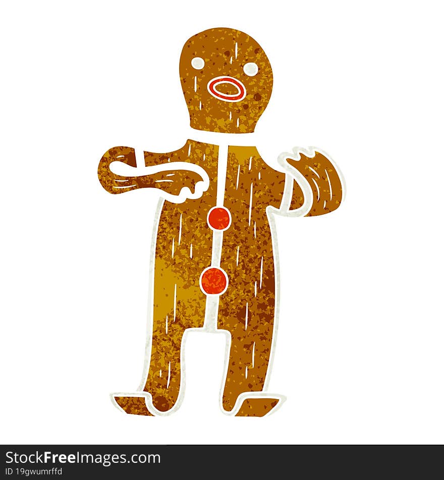 retro cartoon doodle of a gingerbread man