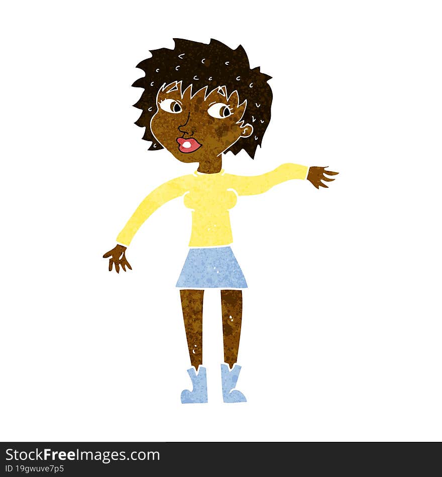 cartoon friendly woman waving