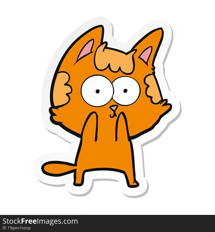 sticker of a happy cartoon cat