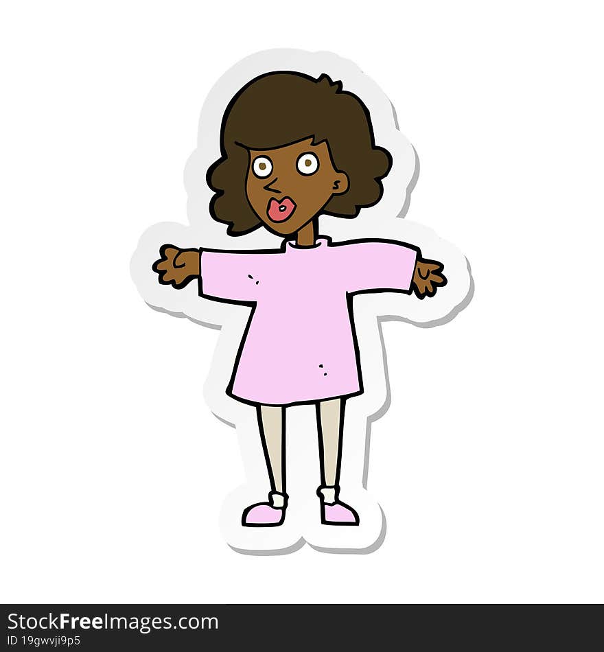 Sticker Of A Cartoon Nervous Woman