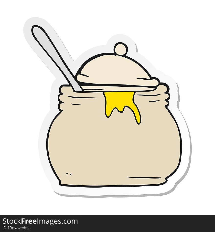 sticker of a cartoon mustard pot