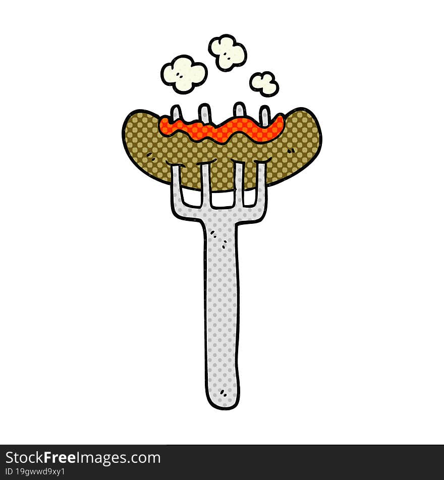 cartoon sausage on fork