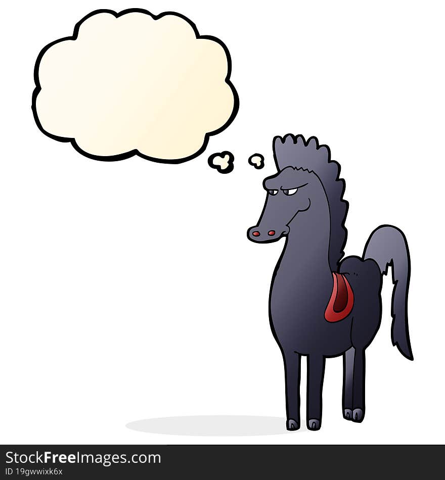 cartoon horse with thought bubble