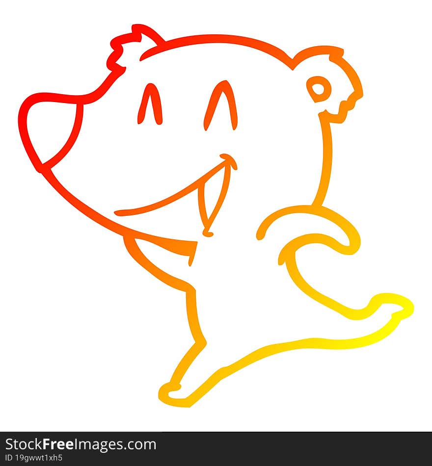 warm gradient line drawing laughing bear cartoon