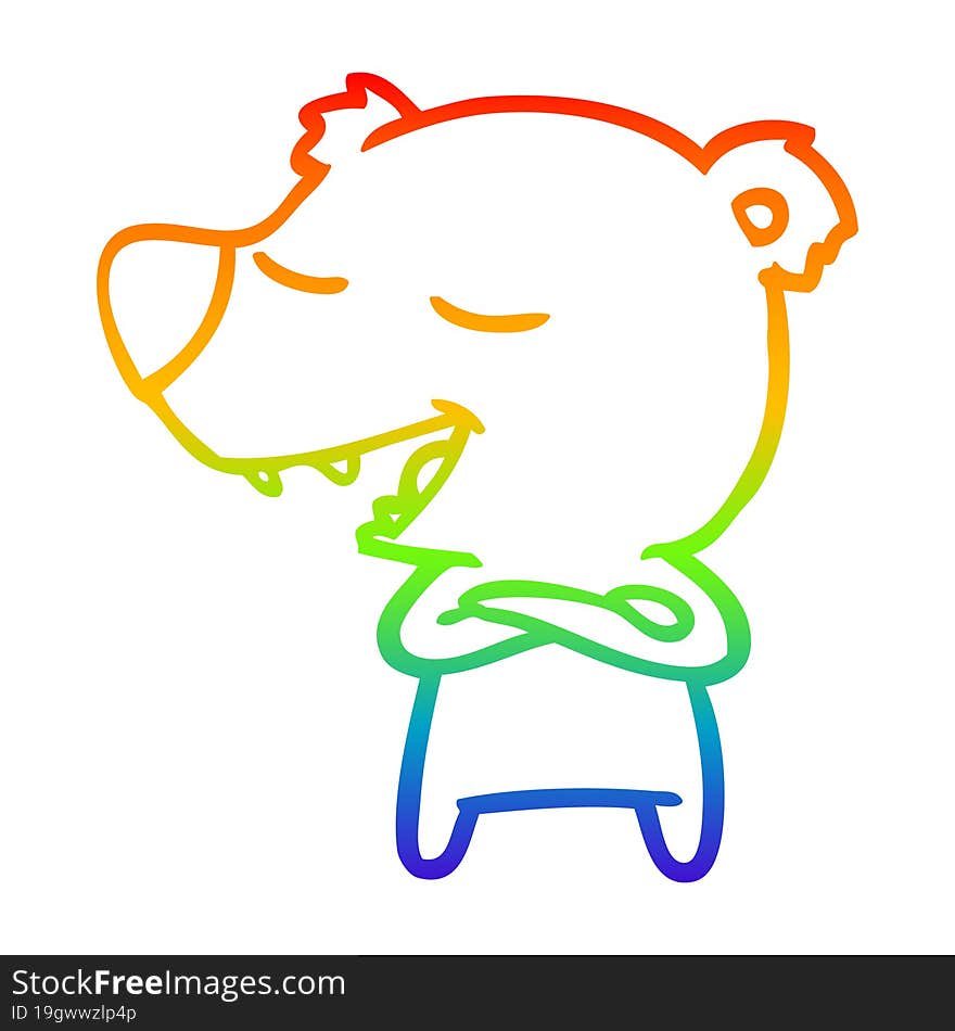 Rainbow Gradient Line Drawing Cartoon Polar Bear