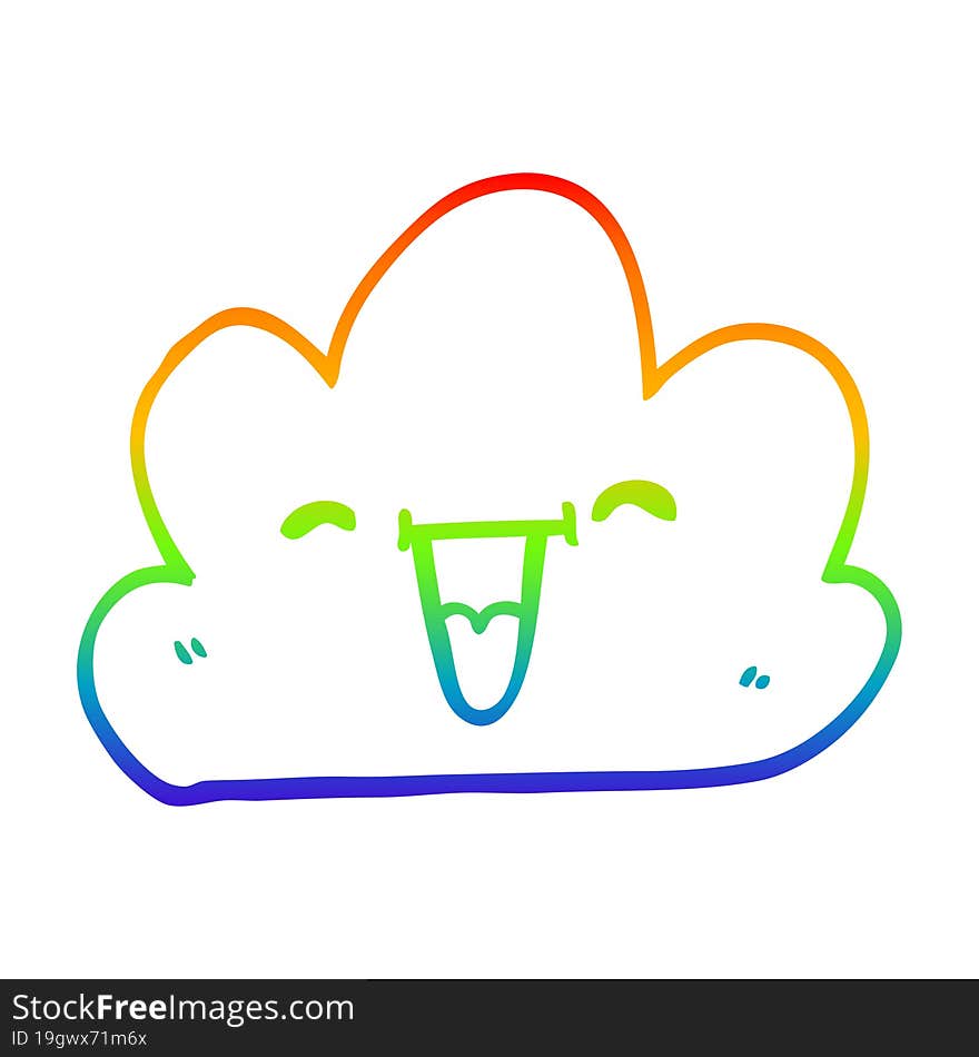 rainbow gradient line drawing of a cartoon expressive weather cloud