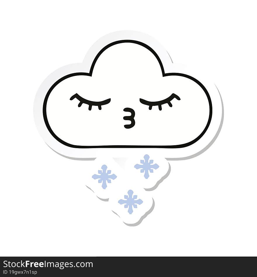 Sticker Of A Cute Cartoon Snow Cloud