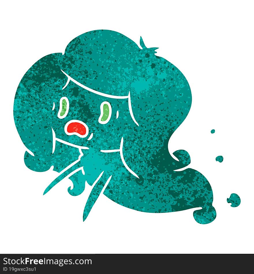 Retro Cartoon Of Kawaii Scary Ghost