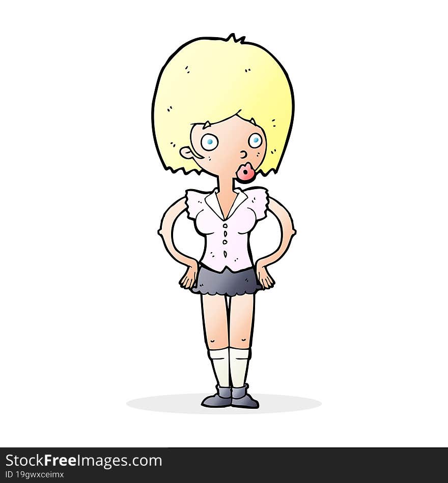 Cartoon Woman With Hands On Hips