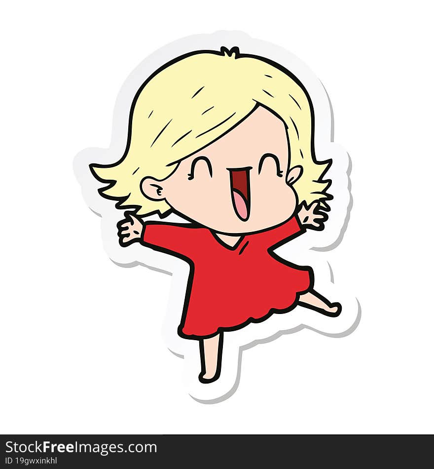 Sticker Of A Cartoon Laughing Woman