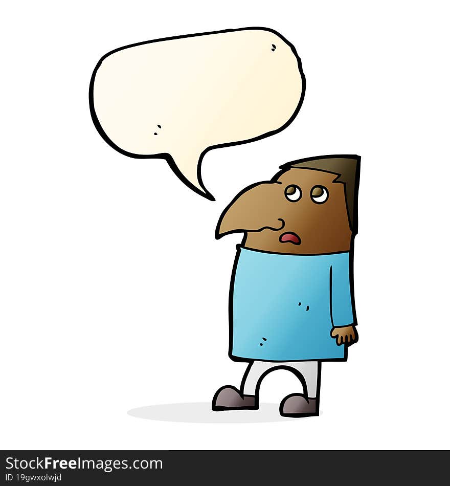 cartoon worried man with speech bubble