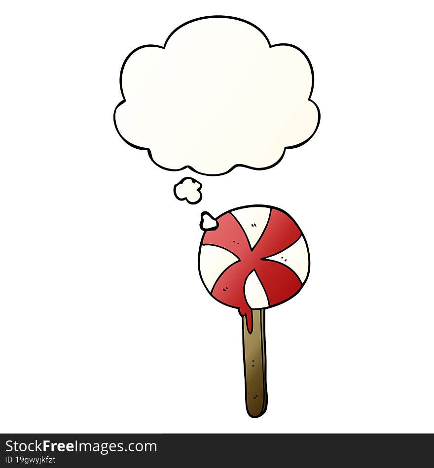 cartoon lollipop and thought bubble in smooth gradient style