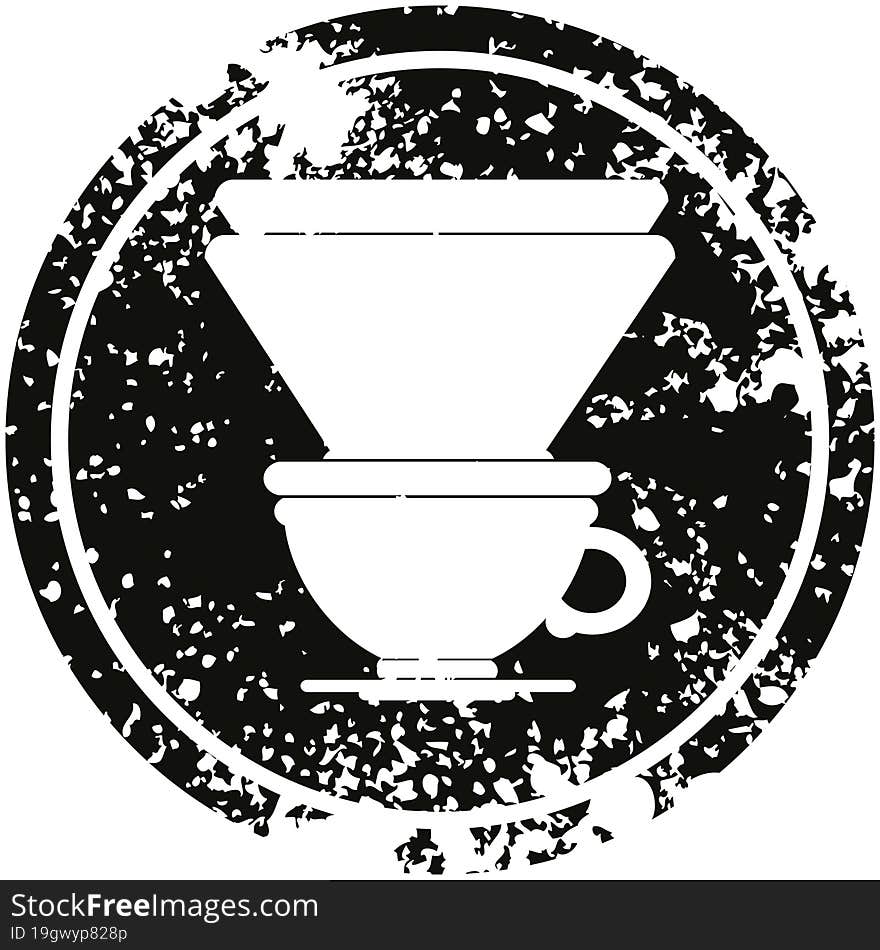 coffee filter cup circular distressed symbol