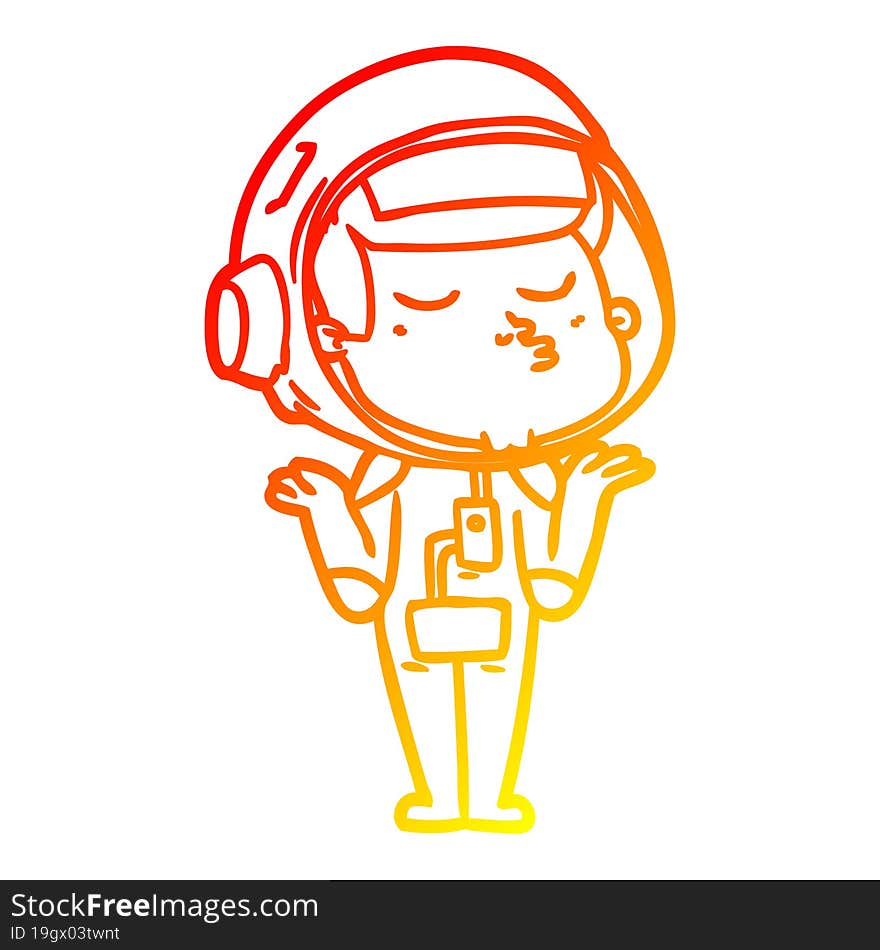 warm gradient line drawing cartoon confident astronaut