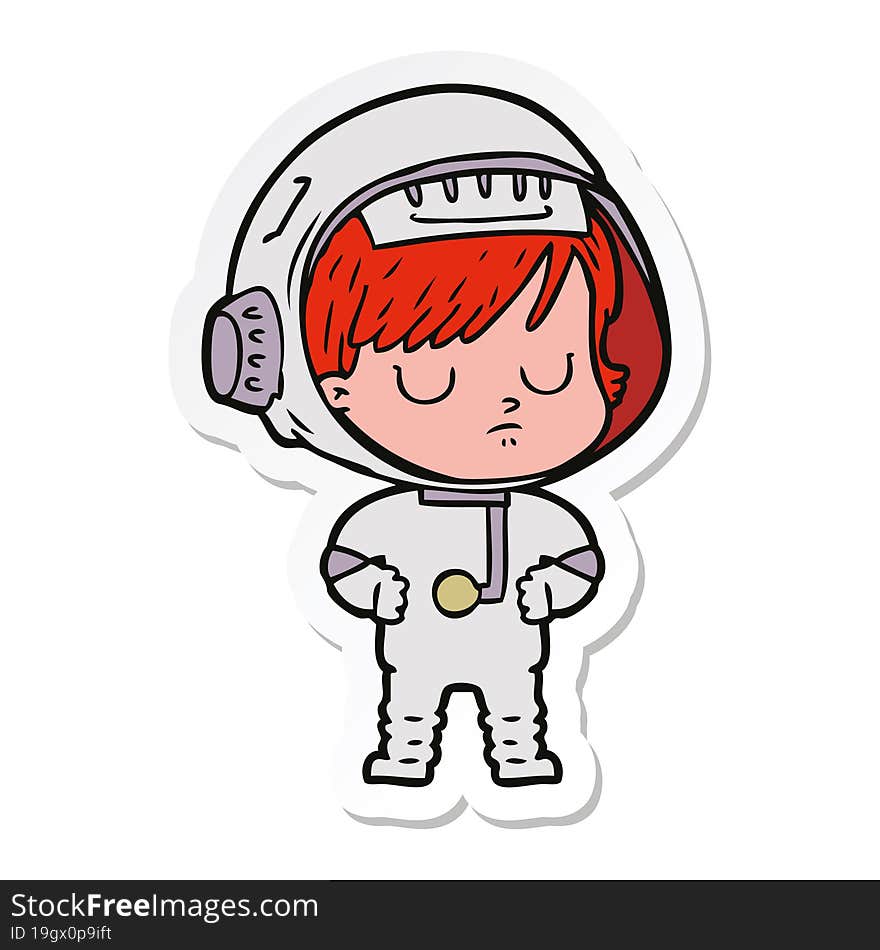 sticker of a cartoon astronaut woman