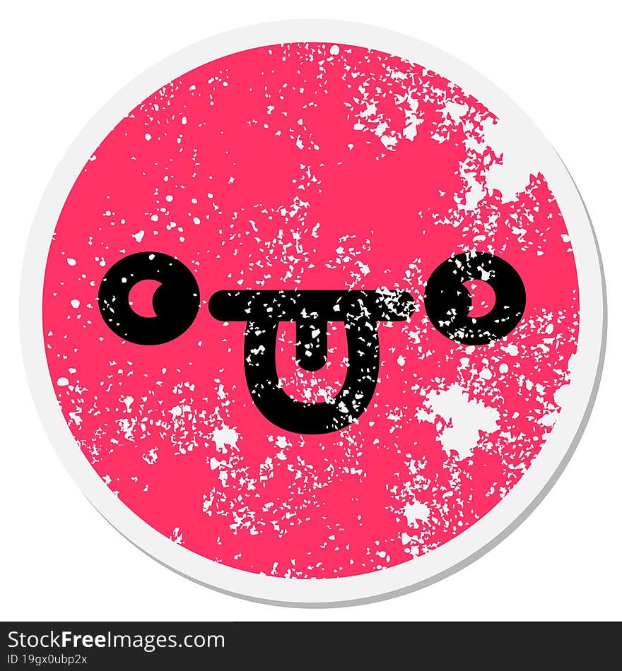 confused cross eyed face circular sticker