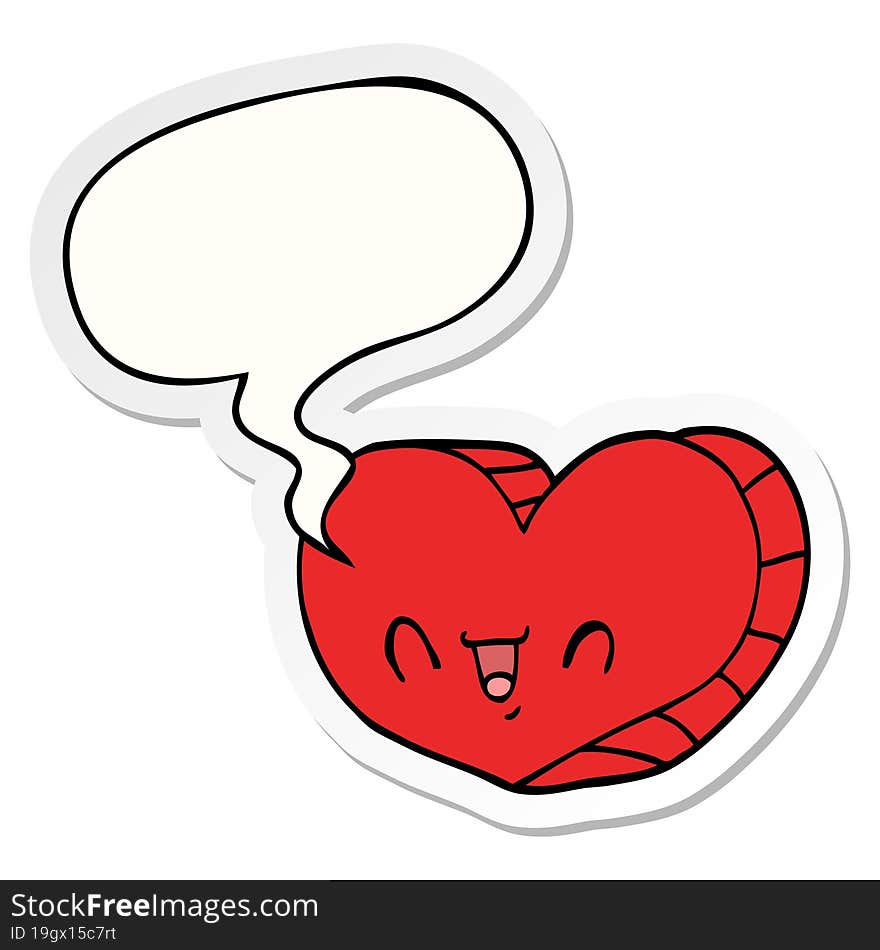 cartoon love heart with speech bubble sticker