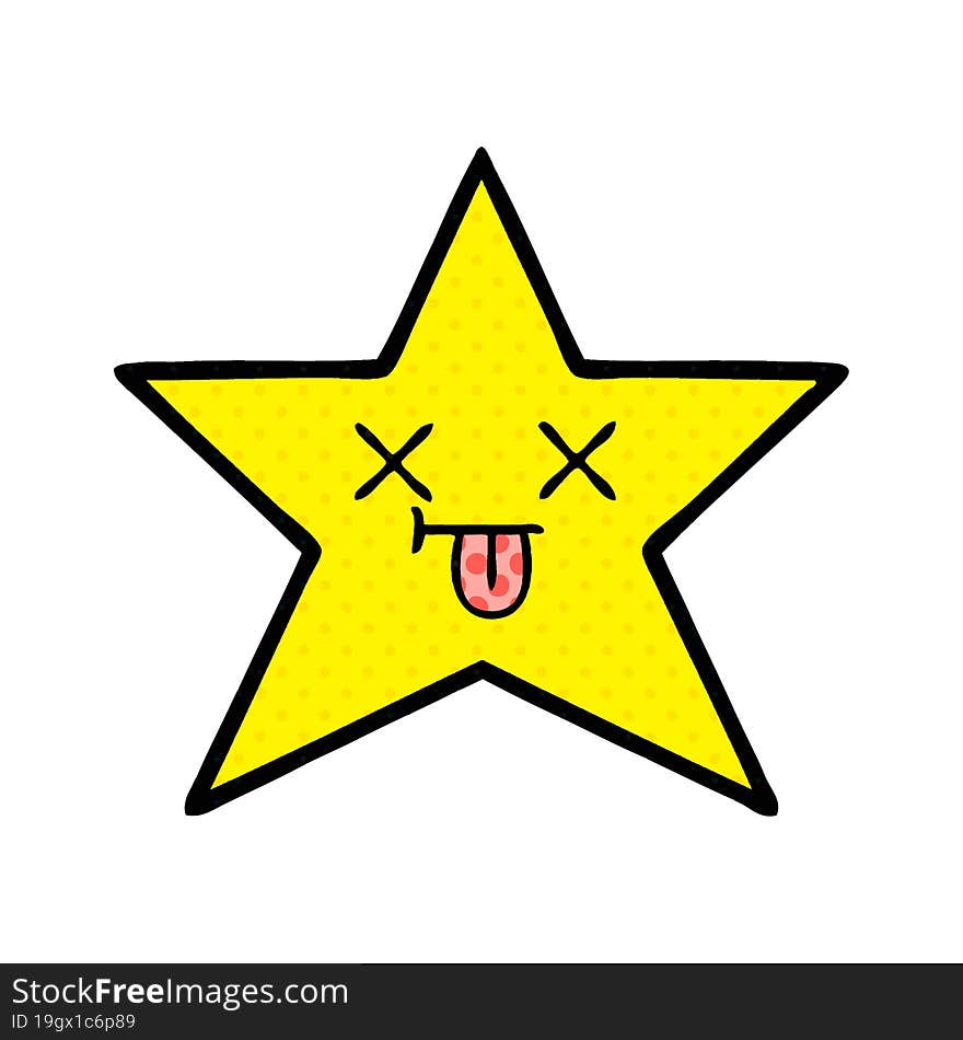 comic book style cartoon gold star