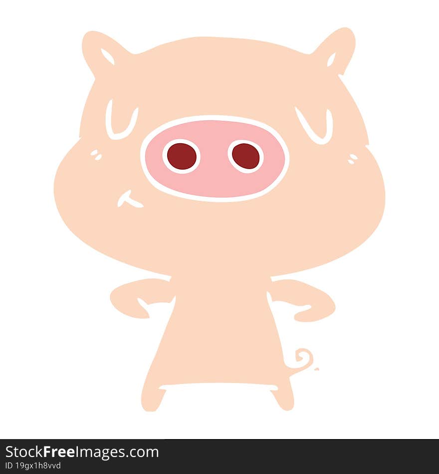 flat color style cartoon content pig