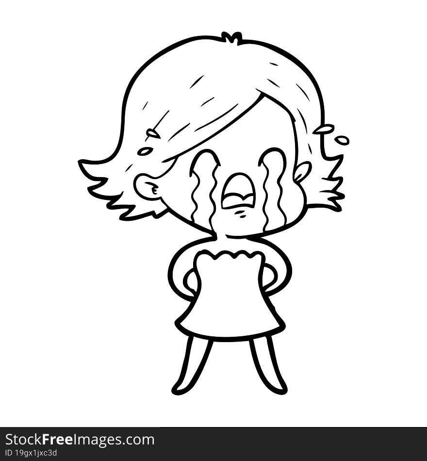 cartoon woman crying. cartoon woman crying