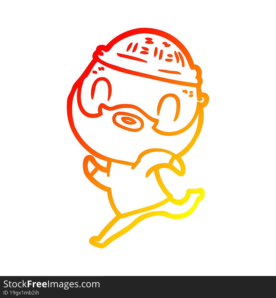 warm gradient line drawing cartoon bearded man