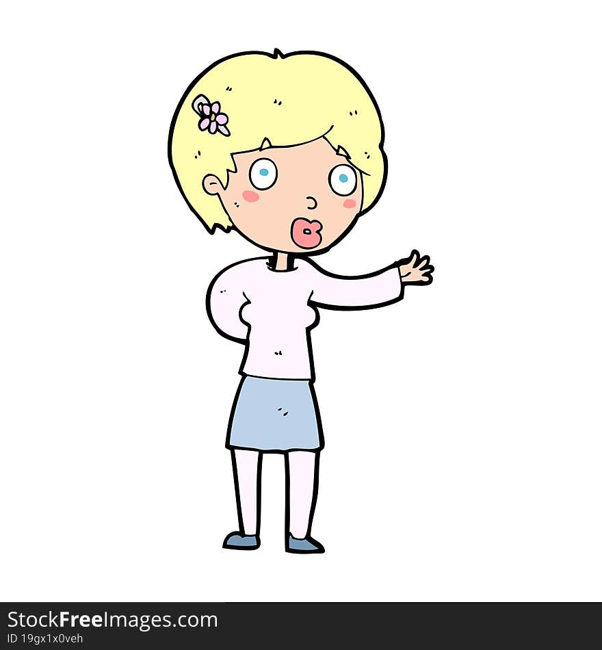 cartoon waving woman