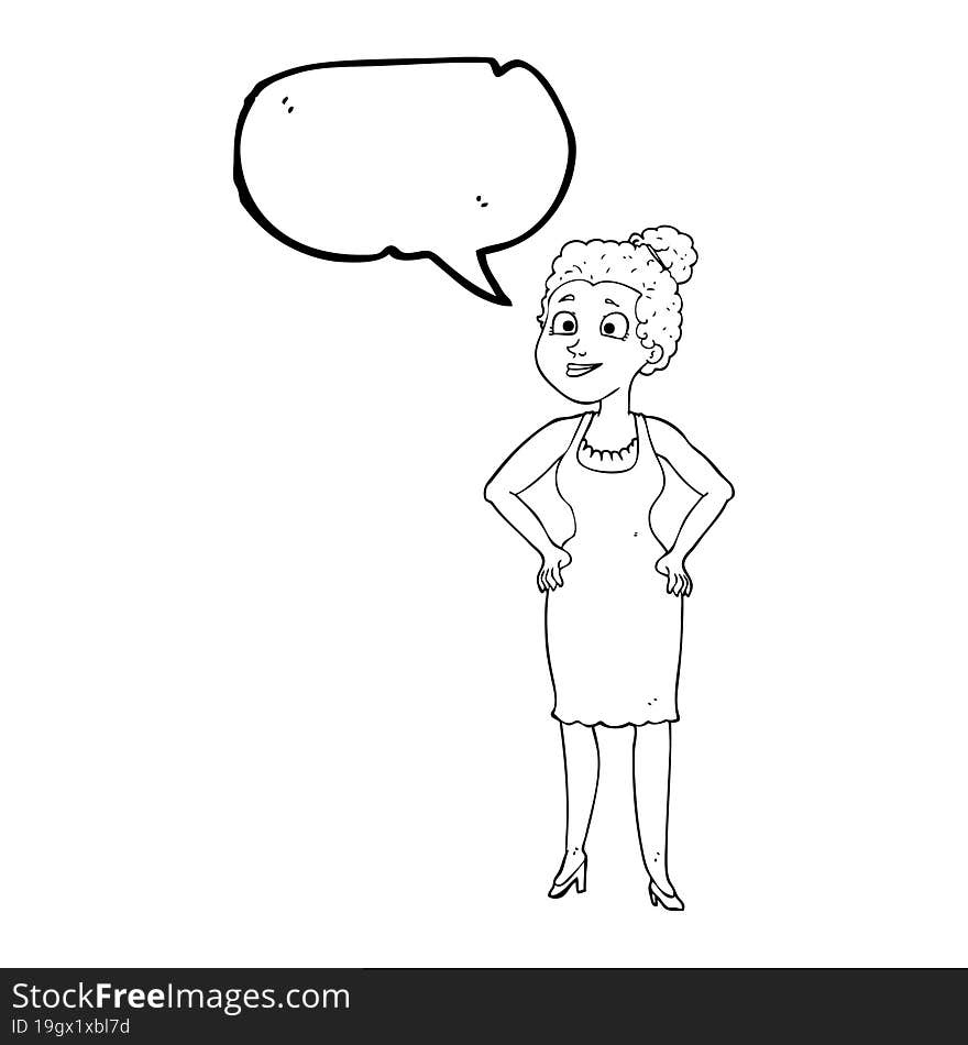 speech bubble cartoon woman wearing dress