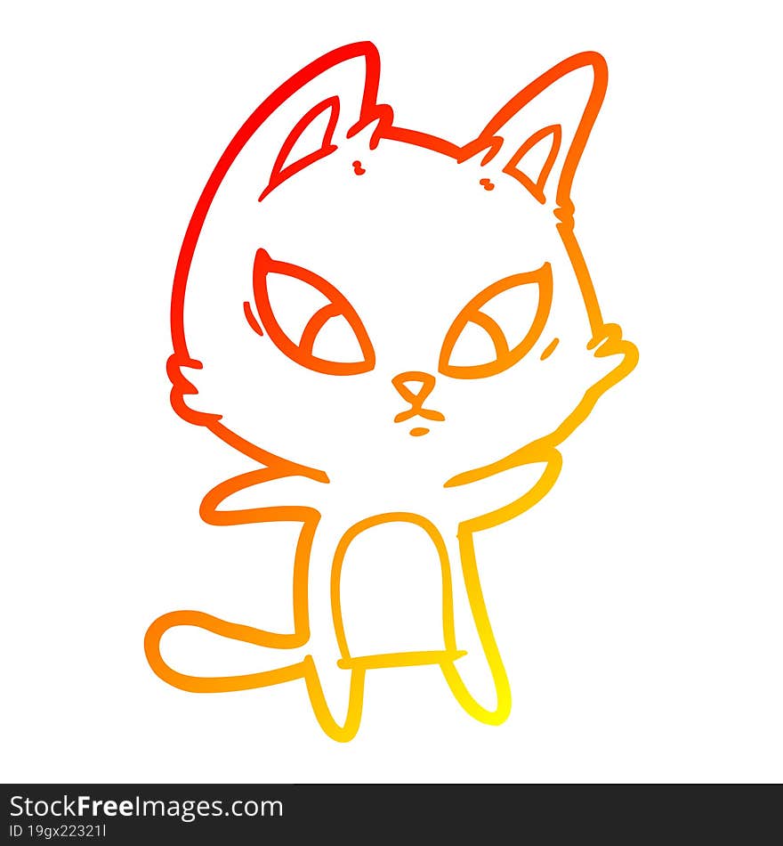 warm gradient line drawing confused cartoon cat