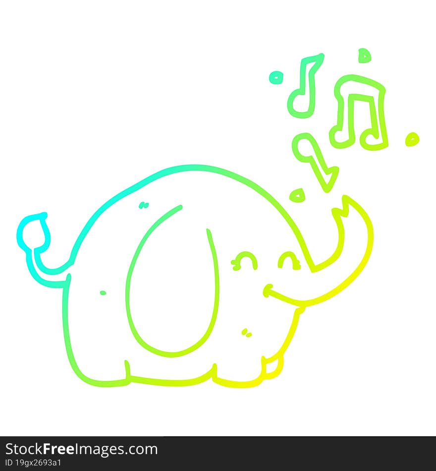 cold gradient line drawing cartoon trumpeting elephant