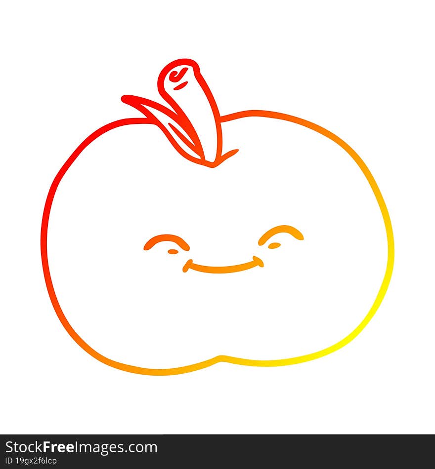 Warm Gradient Line Drawing Cartoon Apple