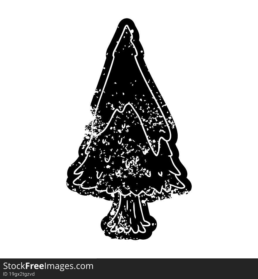 grunge icon drawing single snow covered tree